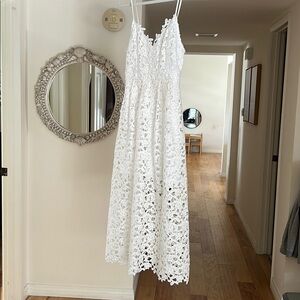 Astr White Lace Midi Dress